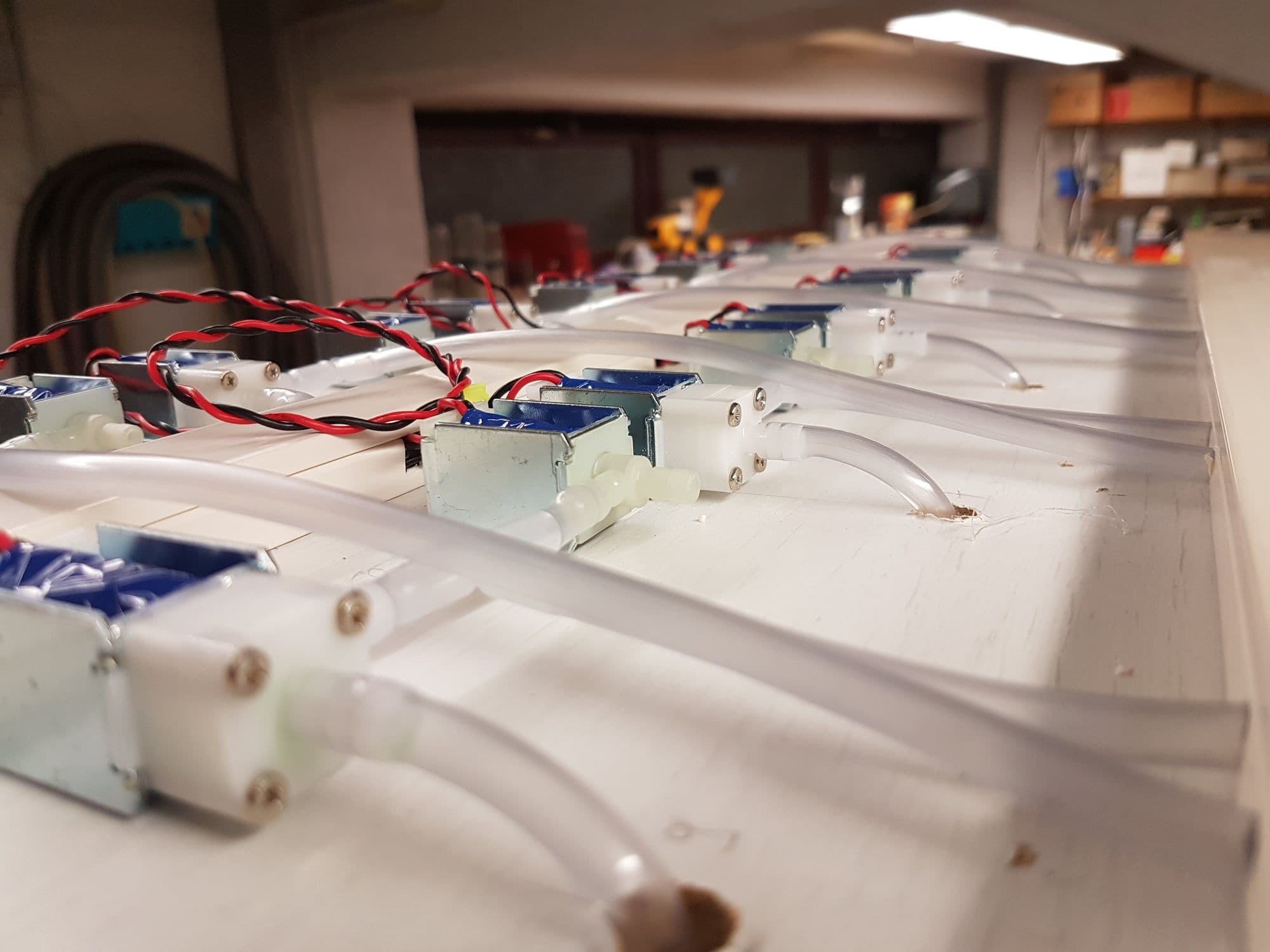 Cocktail machine — peristaltic pumps close-up