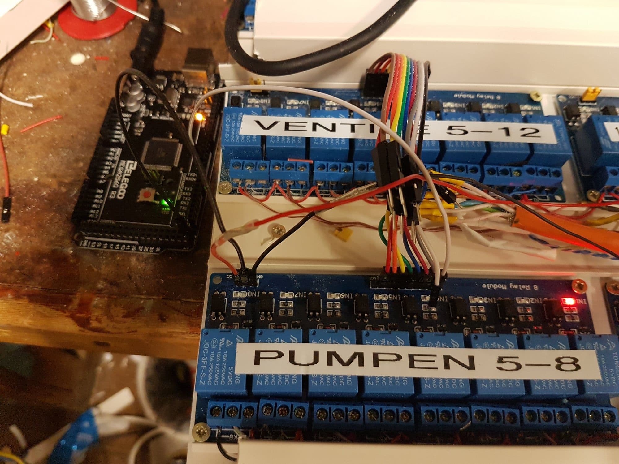 Cocktail machine — relay boards and Arduino wiring