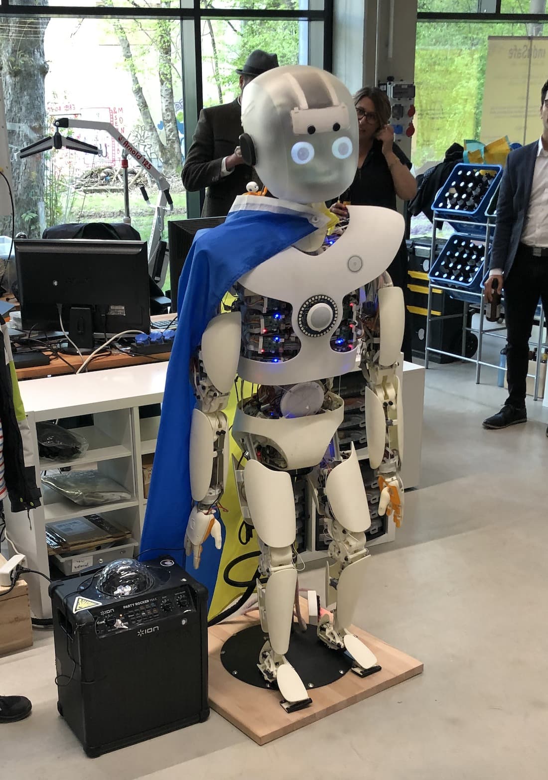 Roboy humanoid robot at a demo event